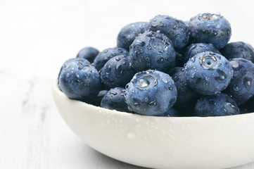 Blueberries in white bowl