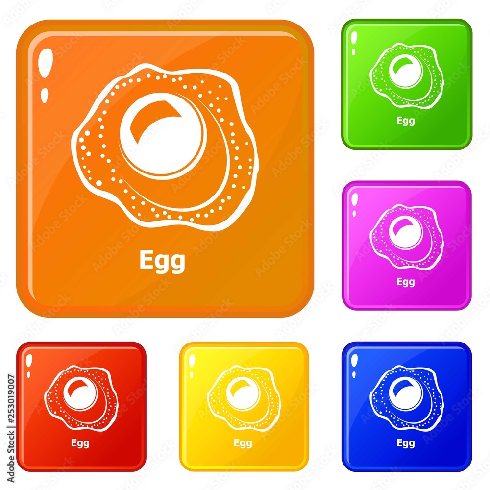 Poster egg icons set collection vector 6 color isolated on white background