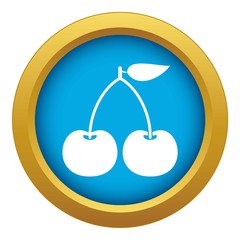 Cherry icon blue vector isolated on white background for any design