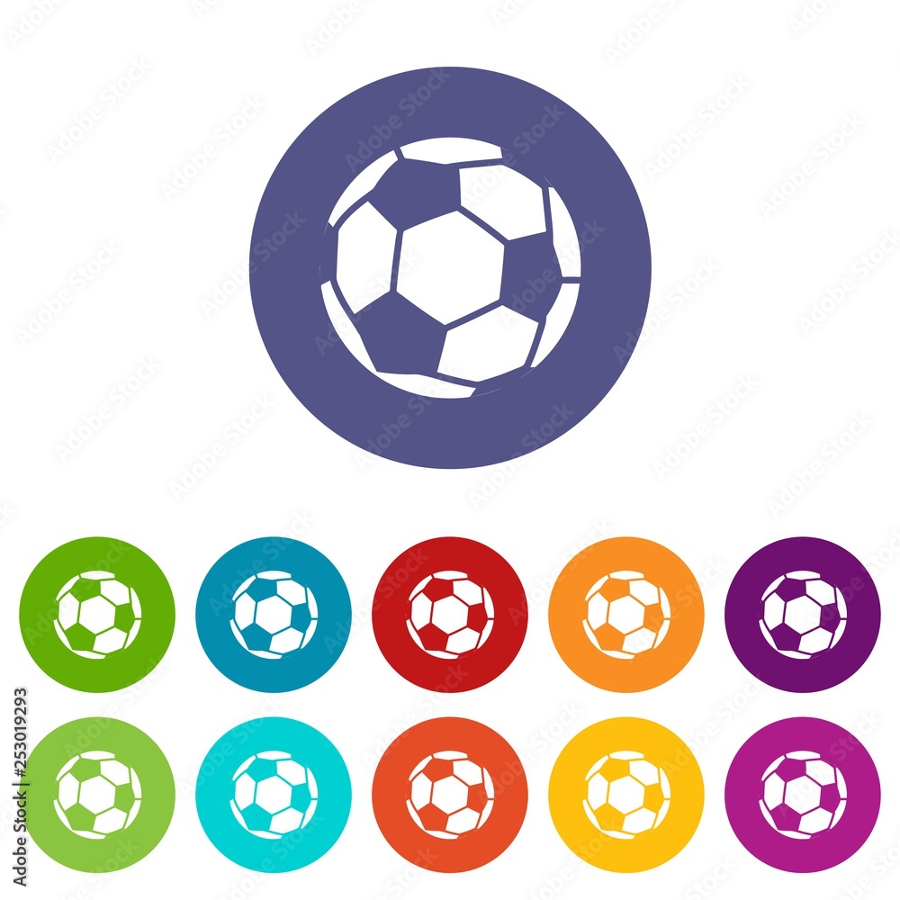 Poster soccer icons color set vector for any web design on white background