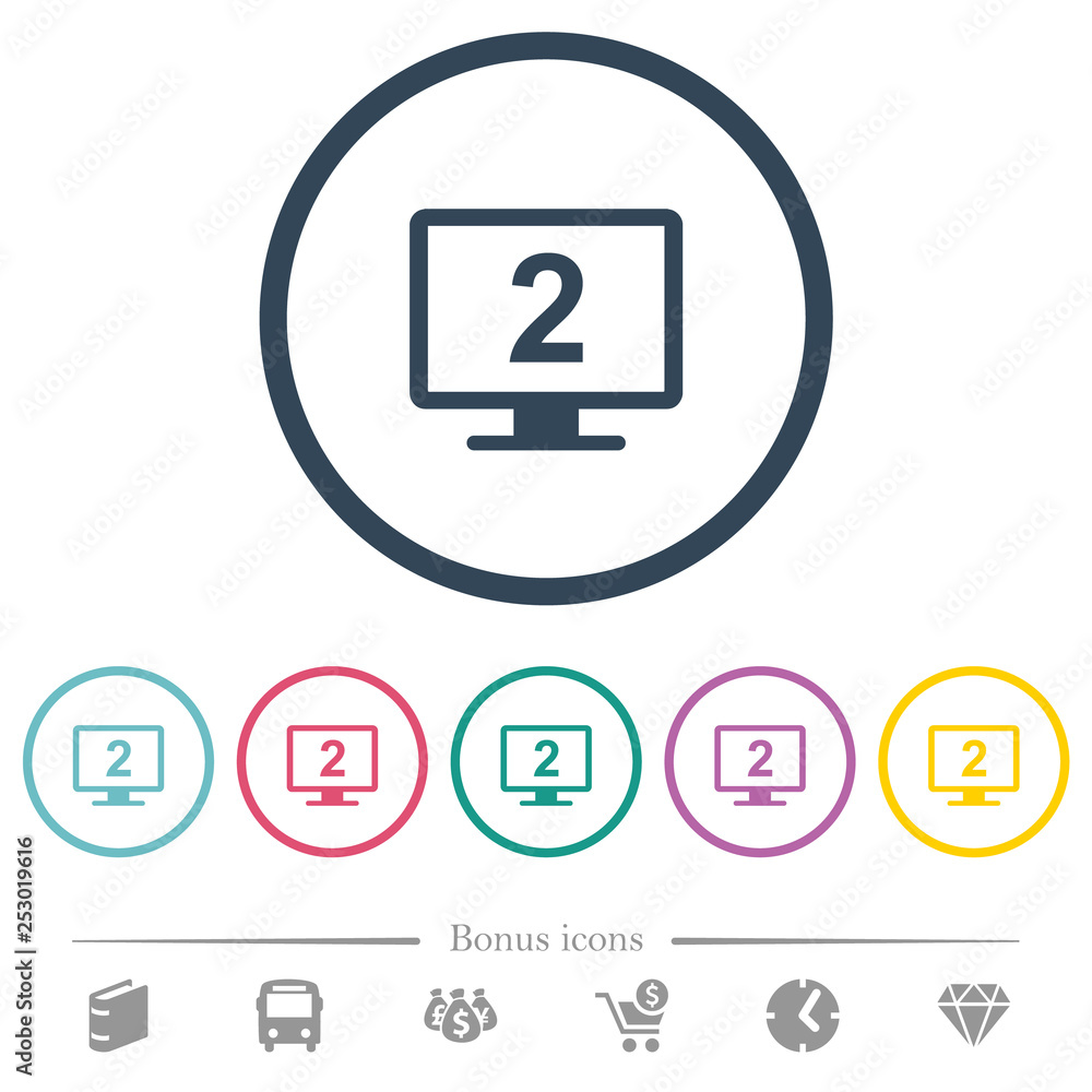 Poster secondary display flat color icons in round outlines