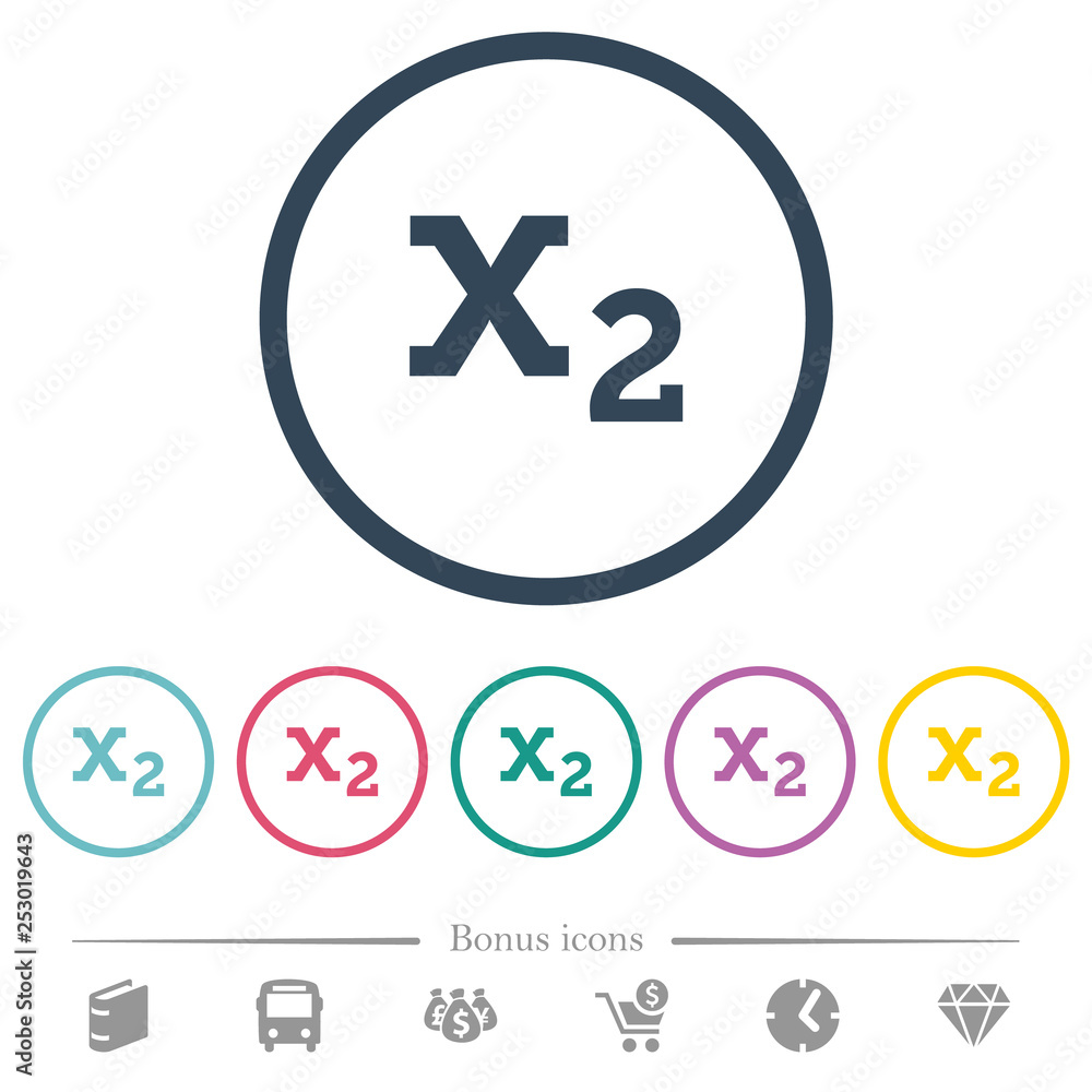 Poster subscript flat color icons in round outlines