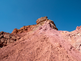 abandoned bauxite quarry in the red land of Murgia. Puglia, Italy