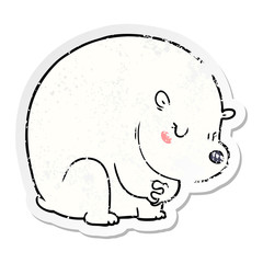 distressed sticker of a cute cartoon polar bear