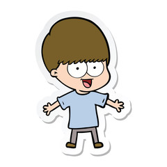 sticker of a happy cartoon boy