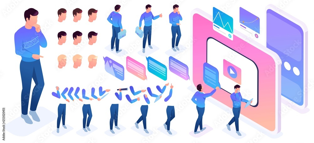 Poster isometric constructor to create a character