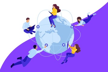 Isometric Hiring Remote Workers for the Project