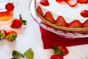 Delicious homemade strawberries cheesecake