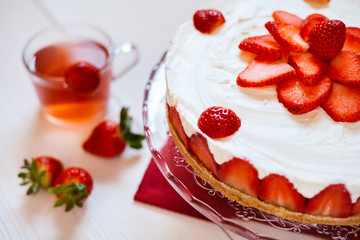 Delicious homemade strawberries cheesecake