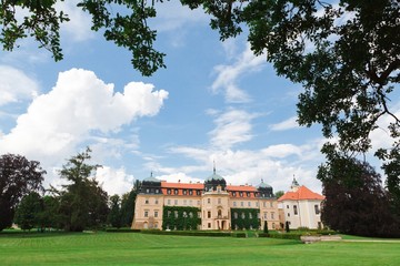 Fototapeta na wymiar Summer view on Castle Lany in Czech Republic, residence of President.