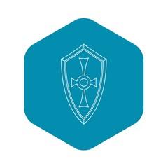 Shield icon. Outline illustration of shield vector icon for web