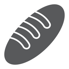 Bread glyph icon, food and bun, baguette sign, vector graphics, a solid pattern on a white background.