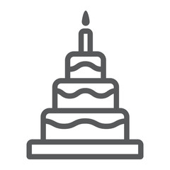 Cake line icon, food and dessert, sweets sign, vector graphics, a linear pattern on a white background.