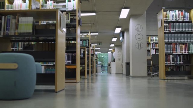 Slider shot of empty library