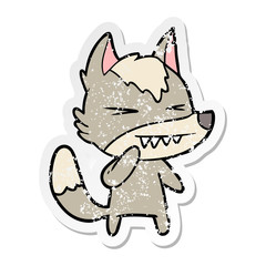 Obraz na płótnie Canvas distressed sticker of a angry wolf cartoon