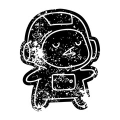 grunge icon of a kawaii cute astronaut boy