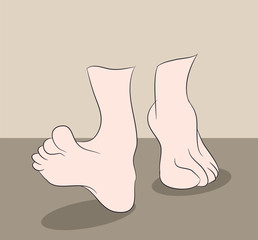 vector illustration of legs that go indoors