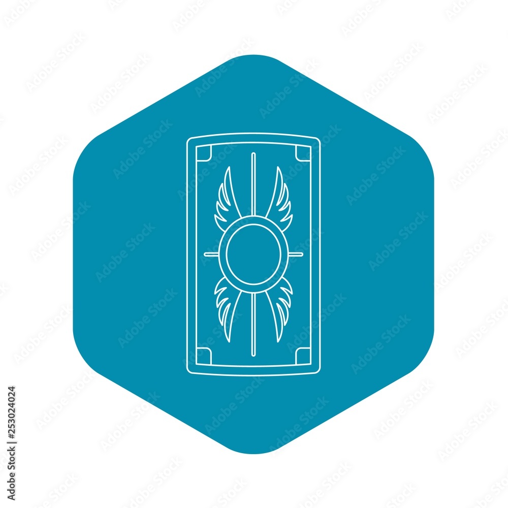 Poster shield with ornament icon. outline illustration of shield with ornament vector icon for web