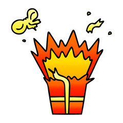 quirky gradient shaded cartoon of an explosive present