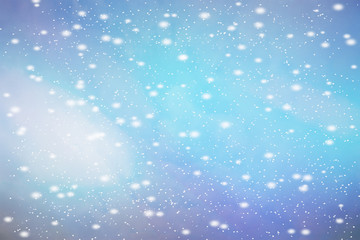 abstract blue bokeh defocused background. Winter with snow