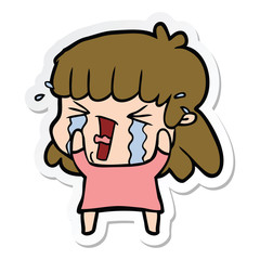 sticker of a cartoon woman in tears