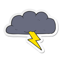 sticker of a cartoon thundercloud