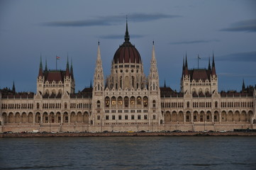 Fototapeta na wymiar Sunset of National Assembly in Budapest, Hungary.