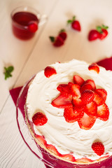 Delicious homemade strawberries cheesecake