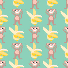 Fototapeta na wymiar seamless pattern with monkeys and bananas
