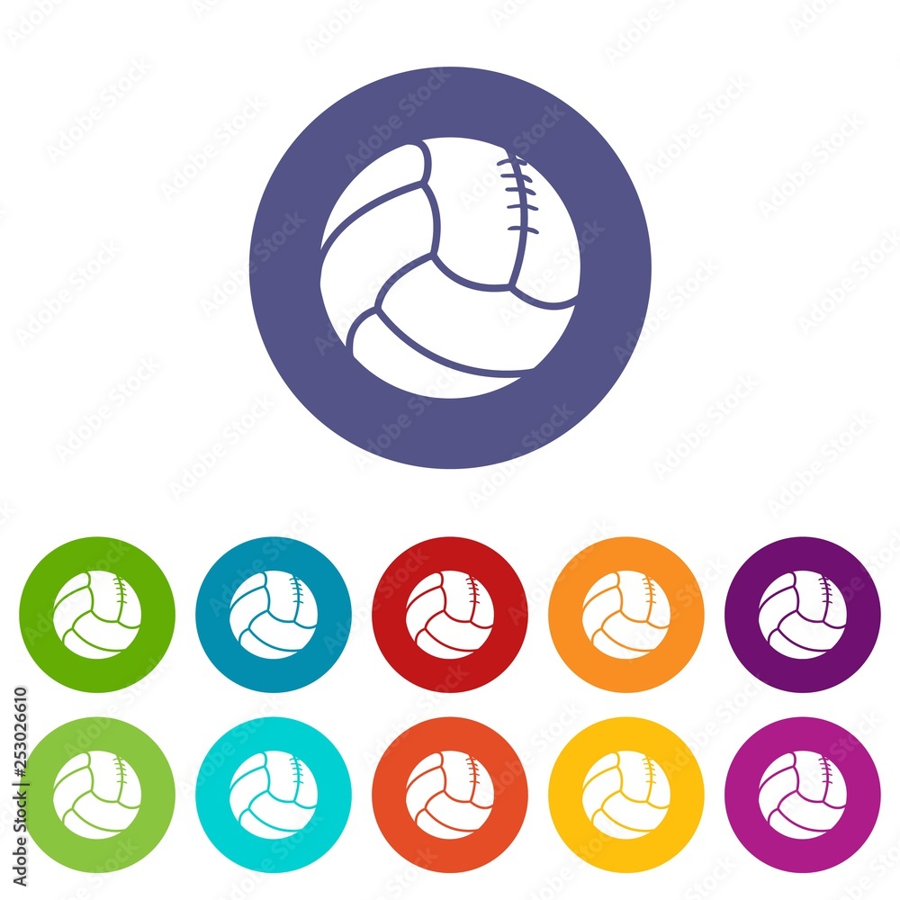 Poster retro volleyball icons color set vector for any web design on white background