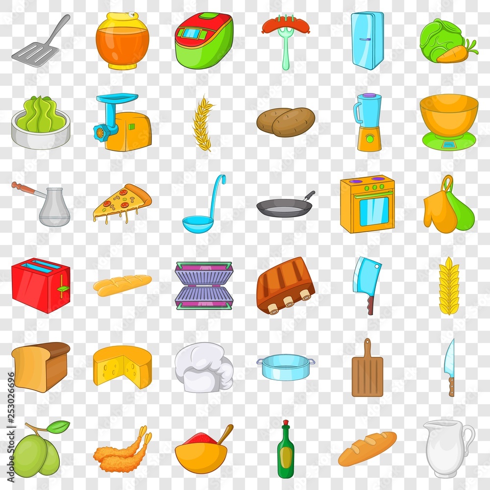 Aufkleber chef icons set. cartoon style of 36 chef vector icons for web for any design