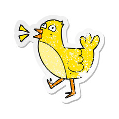retro distressed sticker of a cartoon bird