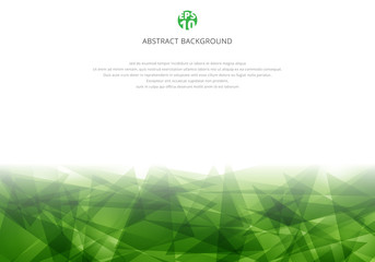 Abstract green polygonal overlapping on white background with copy space. Geometric triangles modern style