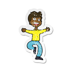 Fototapeta premium retro distressed sticker of a cartoon excited boy