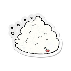 retro distressed sticker of a cartoon cloud character