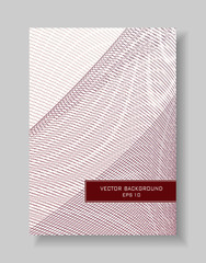 Cover layout of modern line art design. Abstract dark red, beige gradient background, Net, mesh pattern, thin lines. Vector template A4 for book, brochure cpver, leaflet, annual report, flyer. EPS10