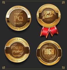 Retro vintage golden badges and labels collection 
