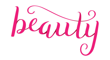 BEAUTY pink ribbon hand lettering banner