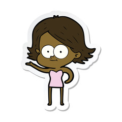 sticker of a happy cartoon girl