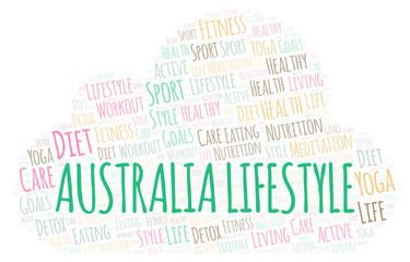 Obraz premium Australia Lifestyle word cloud.