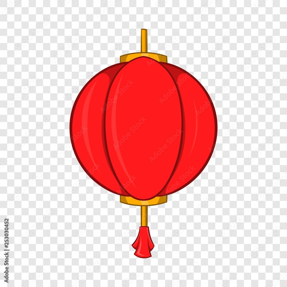 Poster red chinese lantern icon in cartoon style on a background for any web design