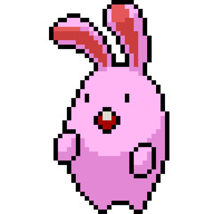 Fototapeta premium vector pixel art pink rabbit