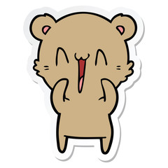 sticker of a happy bear cartoon