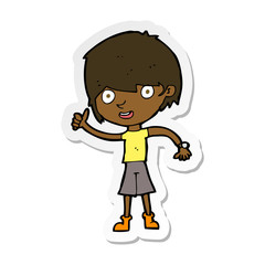 sticker of a cartoon boy with positive attitude