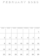 February 2020 calendar template