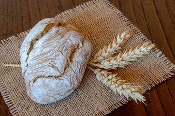 rustic bread on wooden table