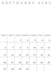 September 2020 calendar template
