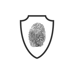 Abstract security vector icon illustration isolated on black background. Shield security icon. Lock security icon.