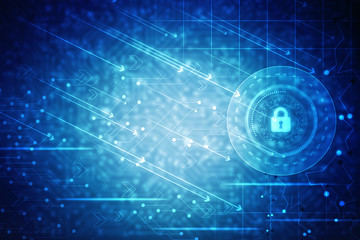 2d illustration Safety concept: Closed Padlock on digital background