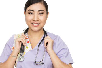 Master of healthcare. Closeup studio portrait of a smiling attractive Asian female doctor wearing...